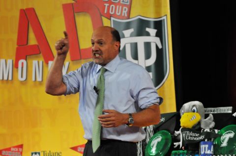 Jim Cramer caught on the camera while delivering a speech.
